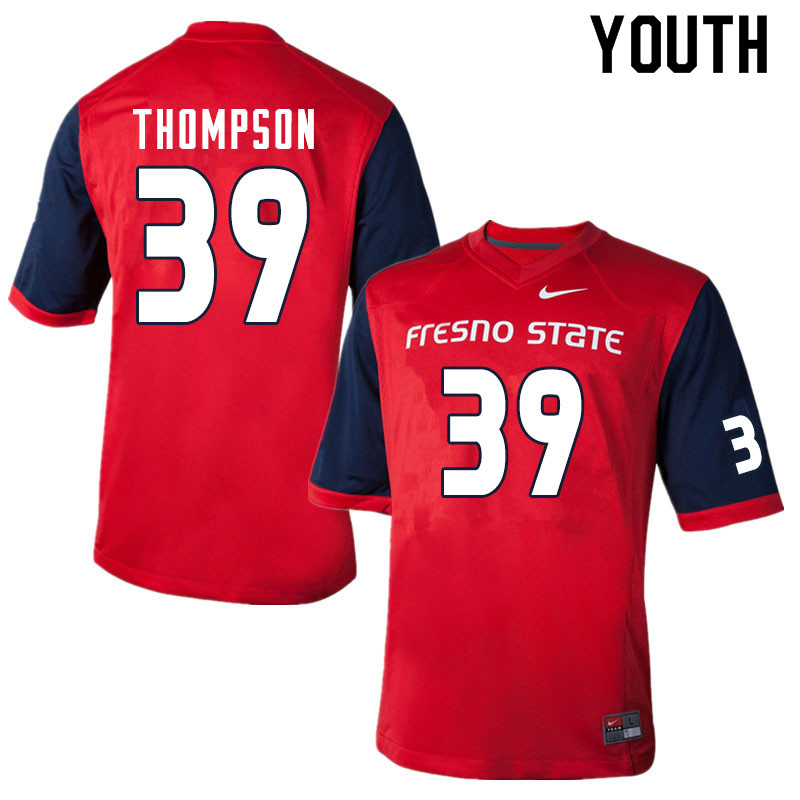Youth #39 Mateo Thompson Fresno State Bulldogs College Football Jerseys Sale-Red - Click Image to Close